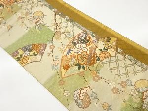 地紙・花鳥に古典柄・枝垂れ桜模様織出し袋帯